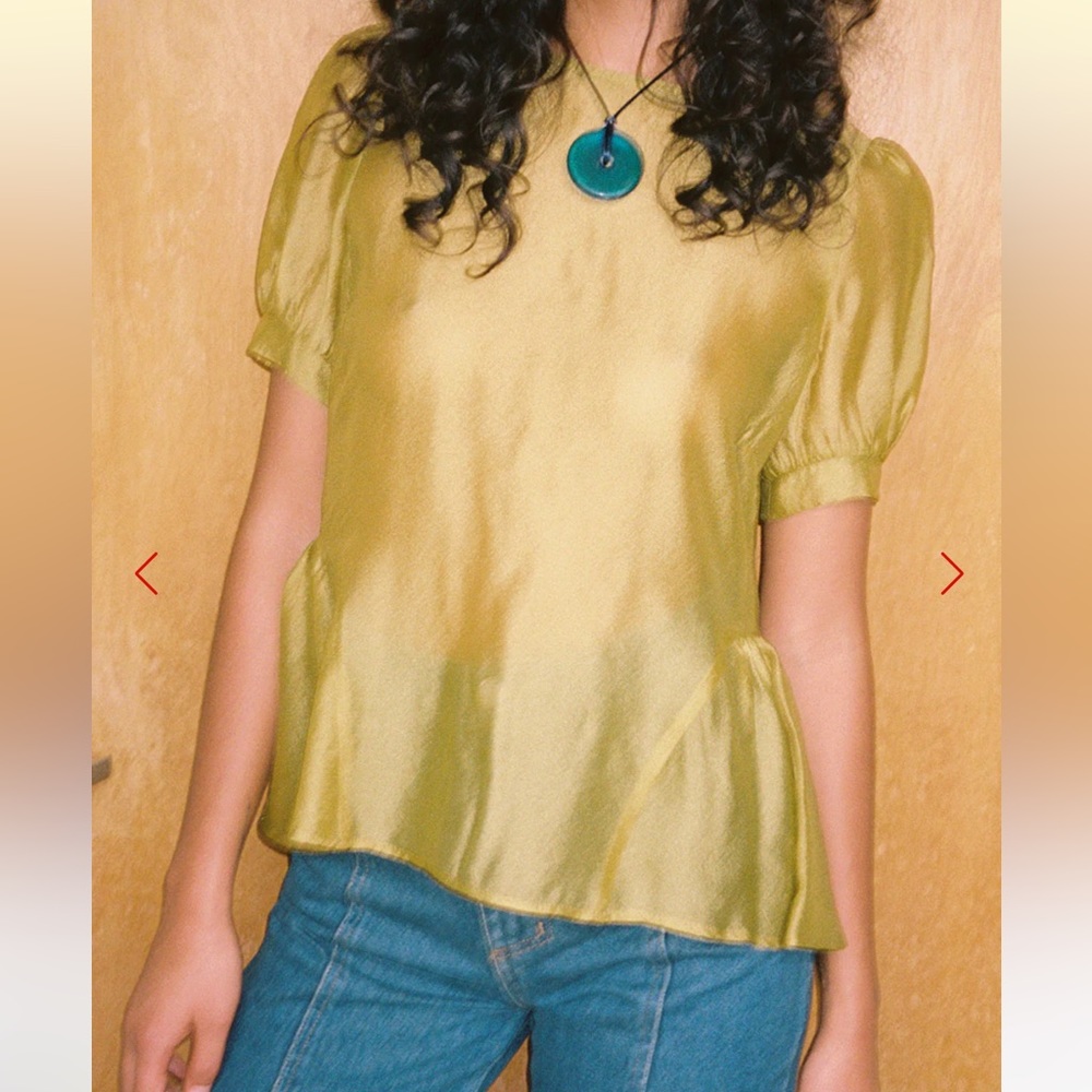 NWT lisa says gah Petra Blouse in chartreuse (size small)
